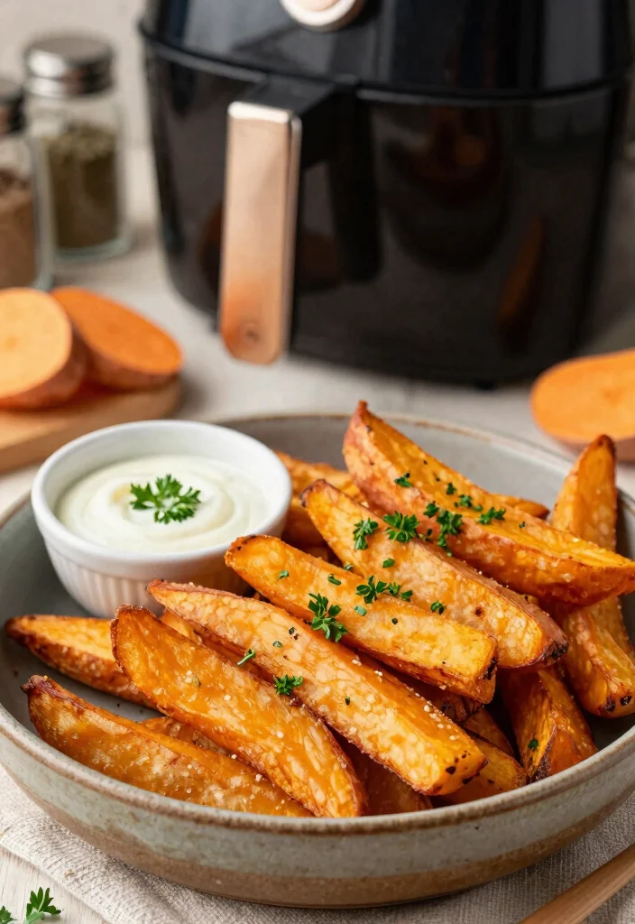 10 Best Healthy Air Fryer Recipes Crispy Low Oil and Full of Flavor - 1. Crispy Air Fryer Sweet Potato Fries 1