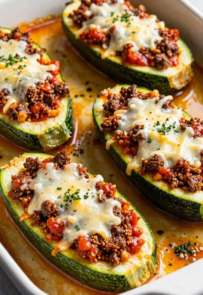 10 Easy Healthy Ground Beef Recipes Budget Friendly and Delicious - 6. Cheesy Beef Zucchini Boats 1