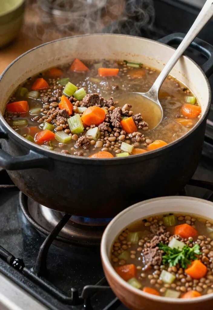10 Easy Healthy Ground Beef Recipes Budget Friendly and Delicious - 8. Beef and Lentil Soup 1