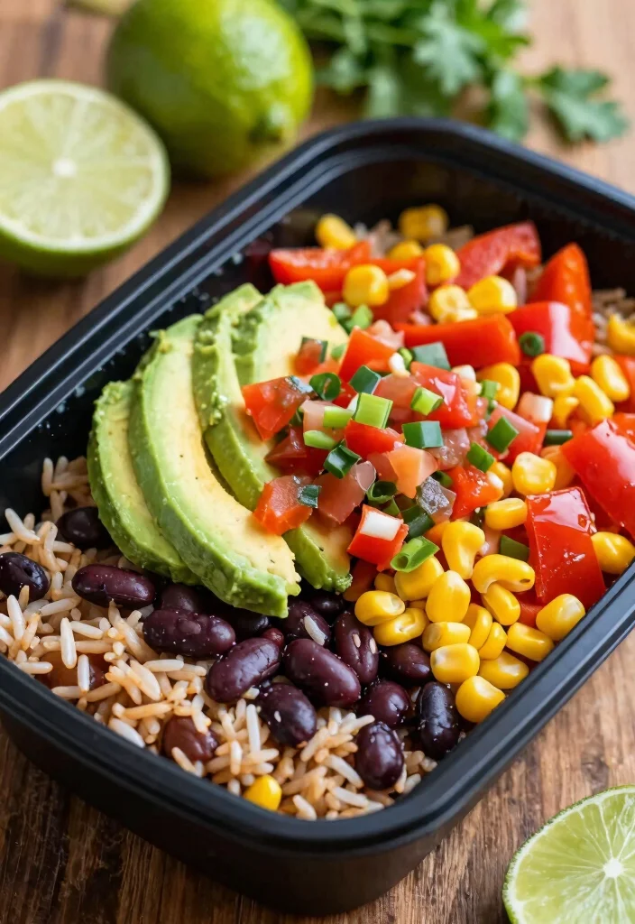 10 Easy Healthy Lunches for Work: Quick, Satisfying, and Portable - 9. Rice and Bean Burrito Bowl 1
