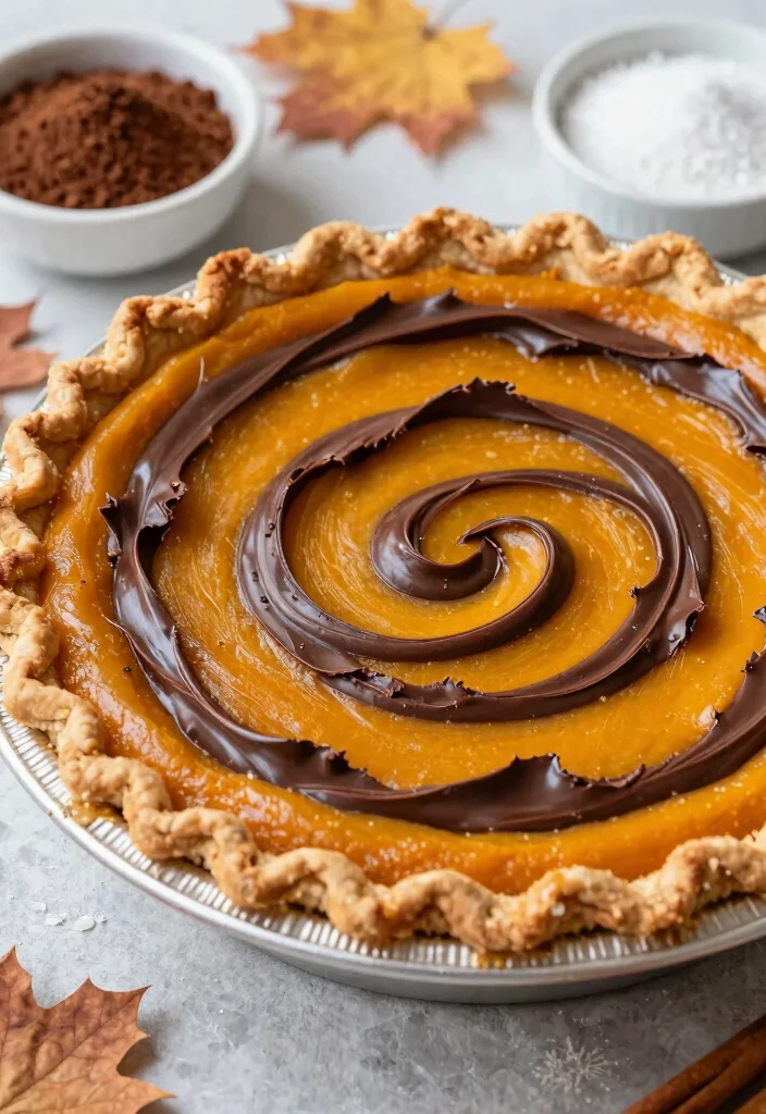 11 Creamy Gluten Free Pumpkin Pie Recipes Perfect for Thanksgiving - 3. Chocolate Swirl Gluten Free Pumpkin Pie 1