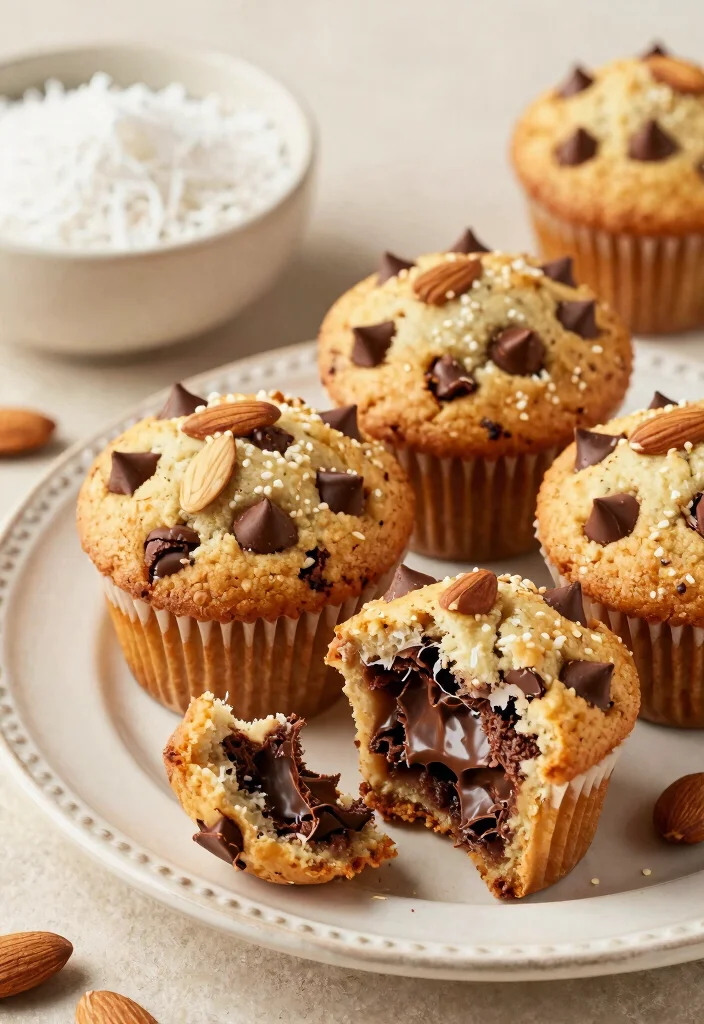 12 Best Gluten Free Chocolate Chip Muffins Soft Rich and Bakery Style - 11. Almond Joy Chocolate Chip Muffins 1