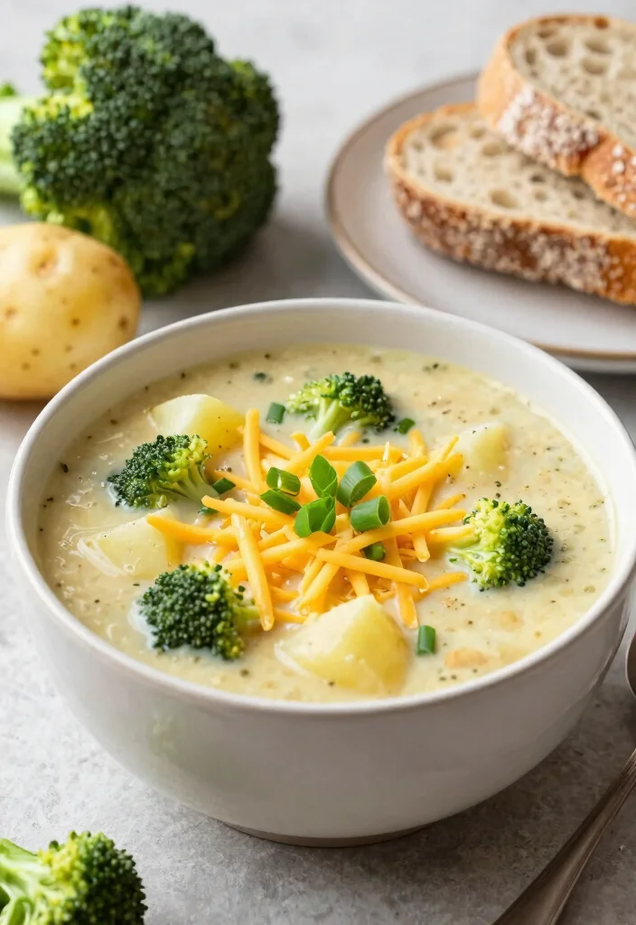 12 Creamy Gluten Free Potato Soup Recipes Hearty and Comforting - 8. Cheesy Potato and Broccoli Soup 1