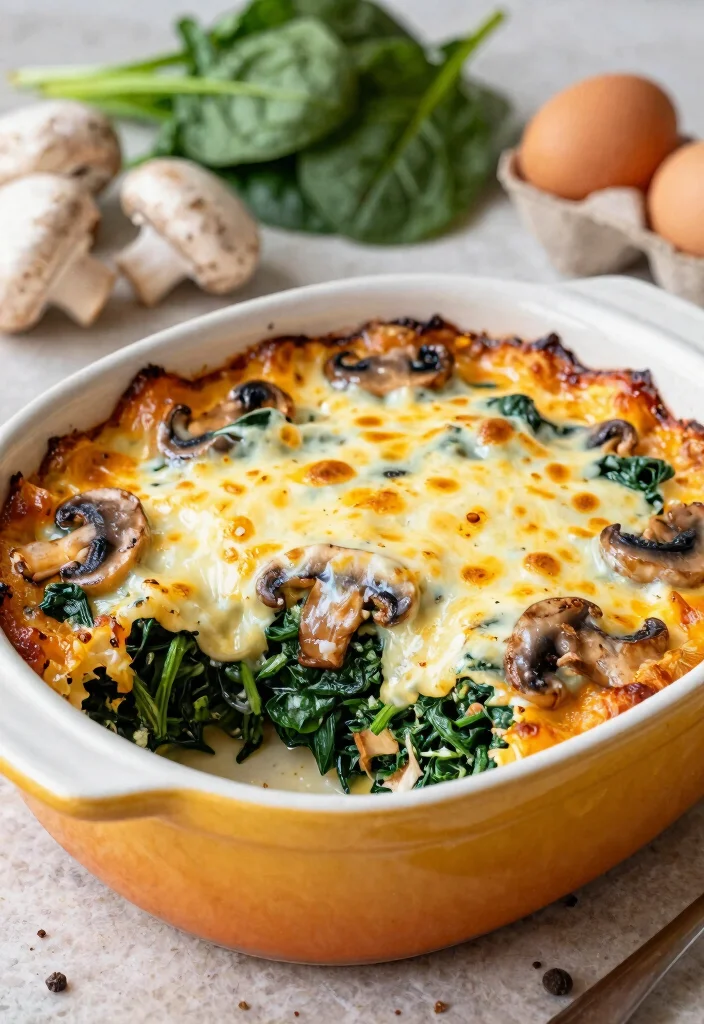 12 Easy Gluten Free Breakfast Casserole Recipes Perfect for Meal Prep - 1. Cheesy Spinach and Mushroom Casserole 1