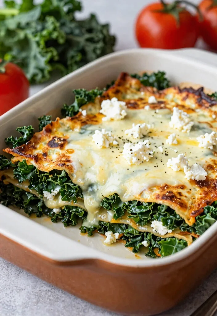 12 Rich Gluten Free Lasagna Recipes Layered Cheesy and Satisfying - 10. Kale and Feta Gluten Free Lasagna 1
