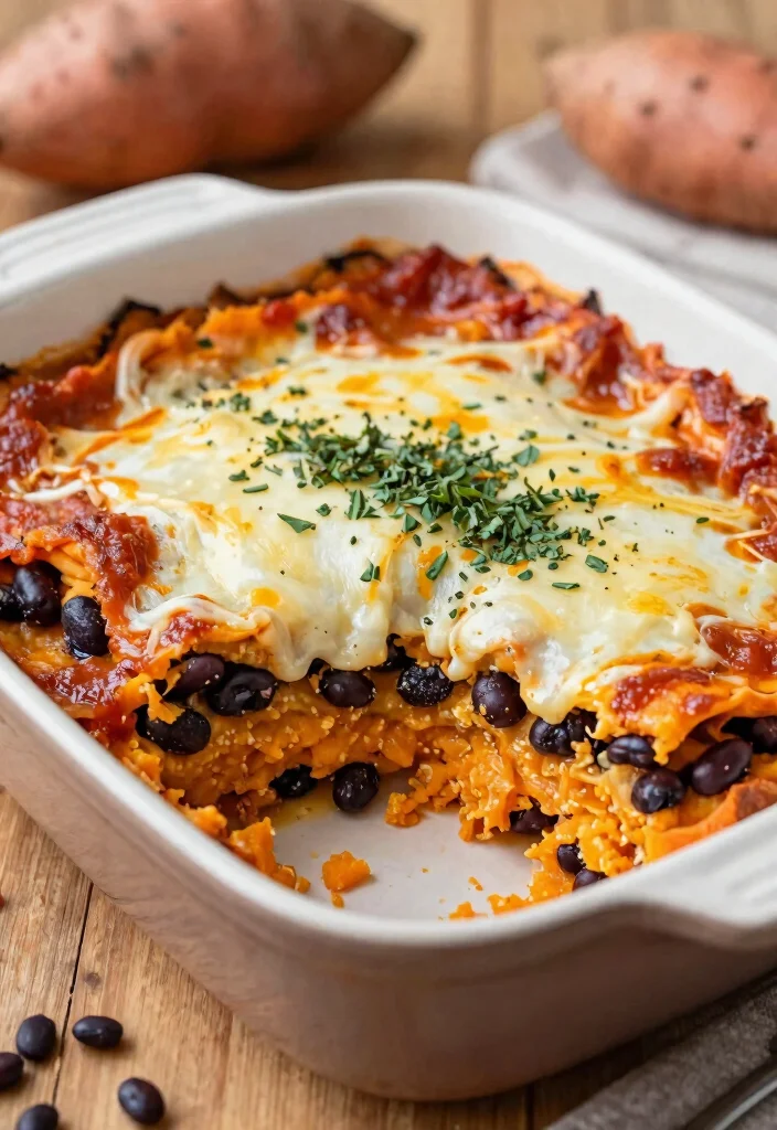 12 Rich Gluten Free Lasagna Recipes Layered Cheesy and Satisfying - 12. Sweet Potato and Black Bean Gluten Free Lasagna 1