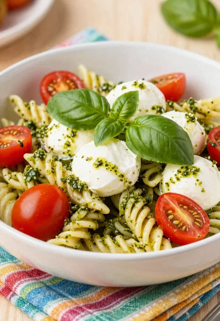 13 Easy Gluten Free Pasta Salad Recipes Perfect for Potlucks and Picnics - 3. Pesto Caprese Pasta Salad 1