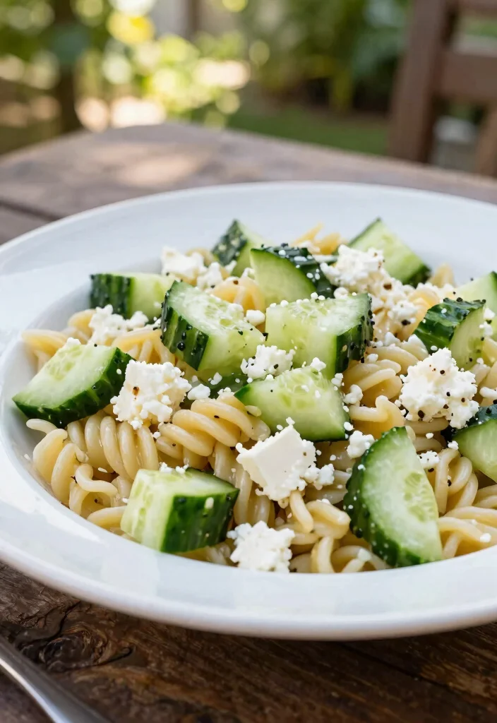13 Easy Gluten Free Pasta Salad Recipes Perfect for Potlucks and Picnics - 8. Cucumber and Feta Pasta Salad 1