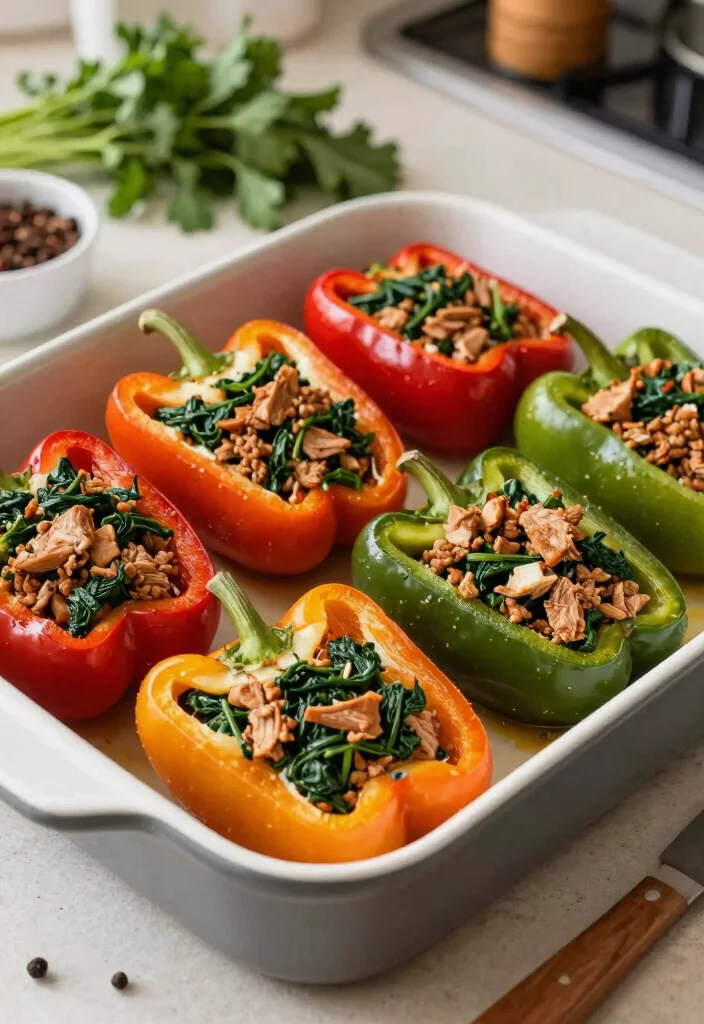 13 High Protein Gluten Free Meals to Fuel Your Body and Keep You Full - 4. Turkey and Spinach Stuffed Peppers 1