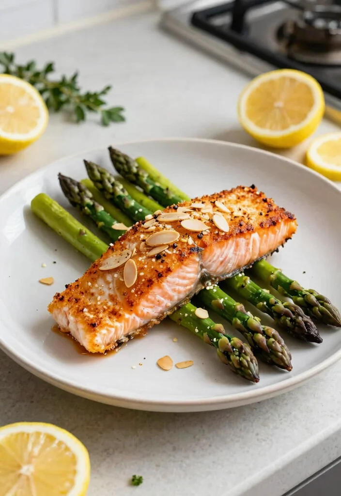 13 High Protein Gluten Free Meals to Fuel Your Body and Keep You Full - 5. Almond-Crusted Salmon with Asparagus 1