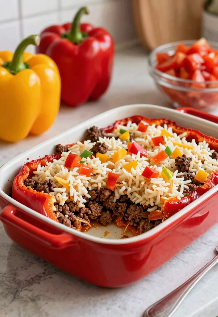 15 Easy Gluten Free Casserole Recipes Hearty One Dish Dinners - 13. Stuffed Bell Pepper Casserole 1