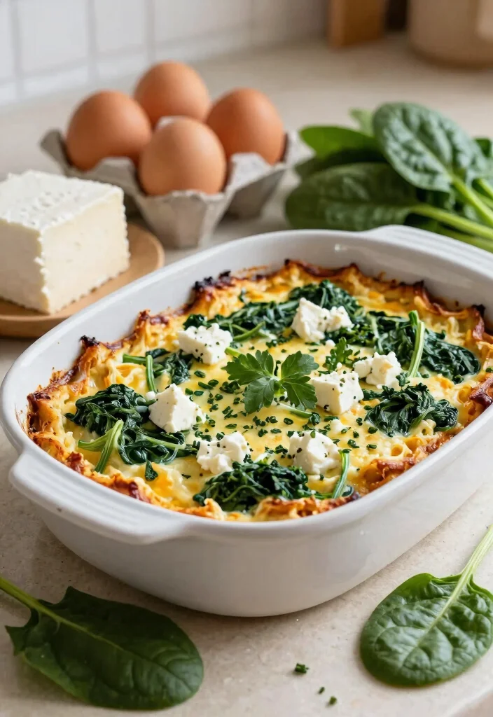 15 Easy Gluten Free Casserole Recipes Hearty One Dish Dinners - 7. Spinach and Feta Breakfast Casserole 1