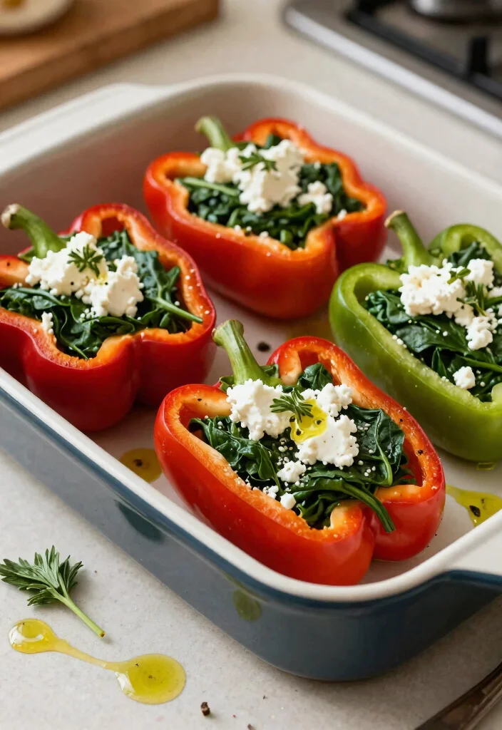 15 Easy Gluten Free Meals Quick Simple and Allergy Friendly - 5. Spinach and Feta Stuffed Peppers 1