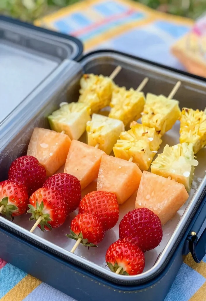 7 Best Healthy Road Trip Snacks Easy to Pack and Mess Free - 3. Fresh Fruit Skewers 1