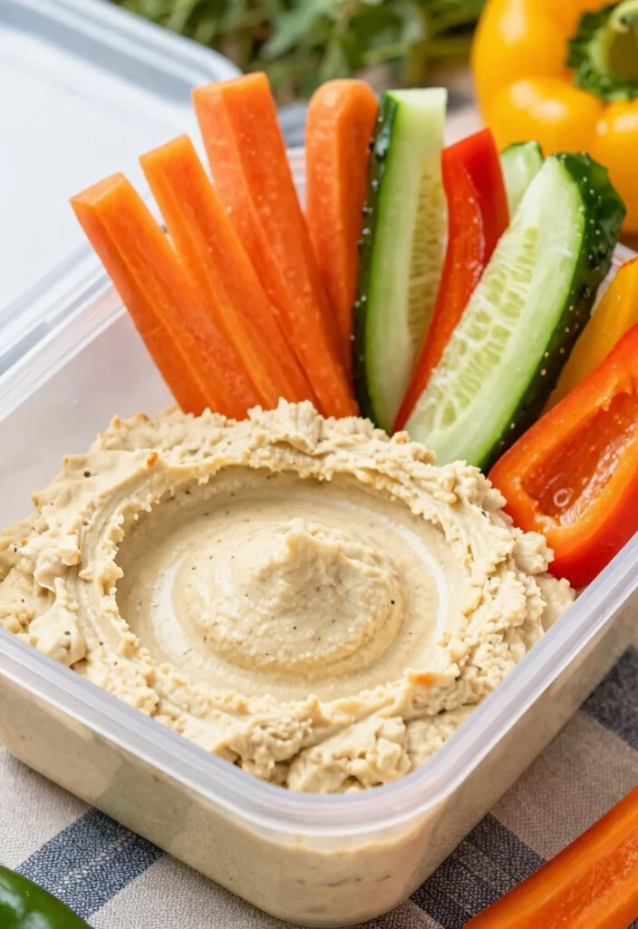 7 Best Healthy Road Trip Snacks Easy to Pack and Mess Free - 5. Hummus and Veggie Sticks 1