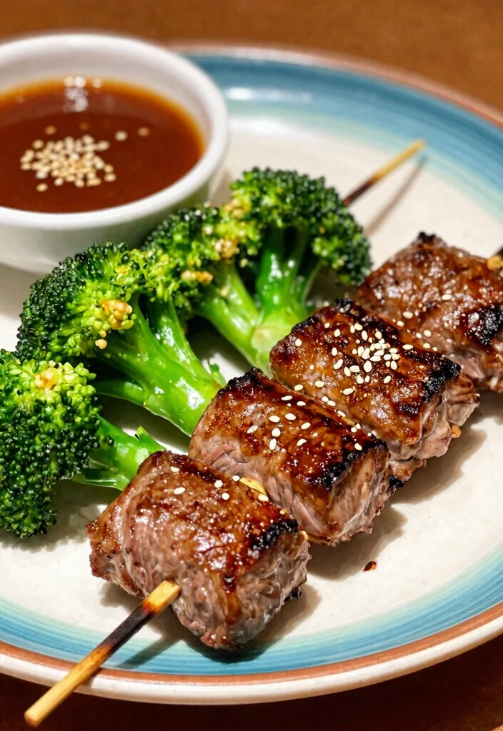 7 Easy Healthy Beef and Broccoli Recipes Better Than Takeout - 4. Teriyaki Beef and Broccoli Skewers 1