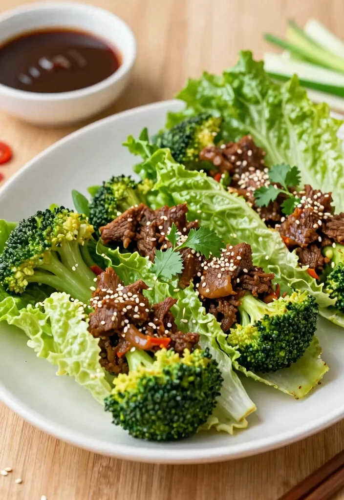 7 Easy Healthy Beef and Broccoli Recipes Better Than Takeout - 7. Beef and Broccoli Lettuce Wraps 1