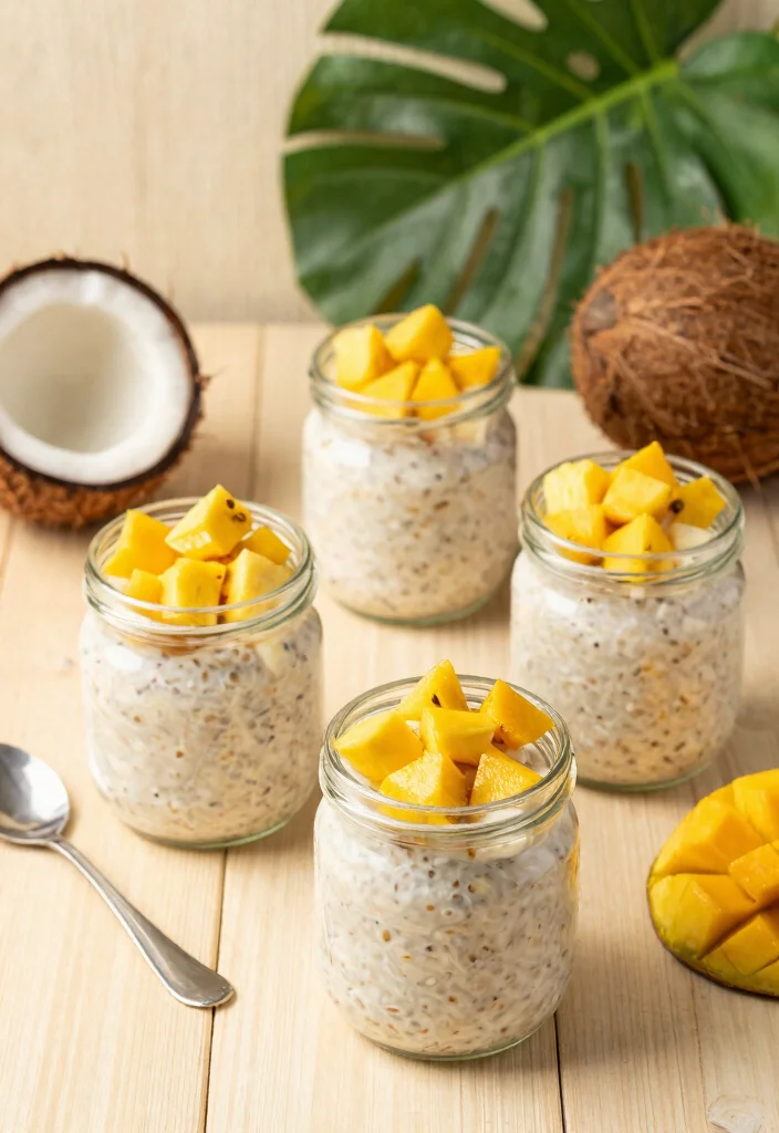 7 Easy Healthy Breakfast Meal Prep Recipes Ready in Under 30 Minutes - 4. Tropical Coconut Overnight Oats 1