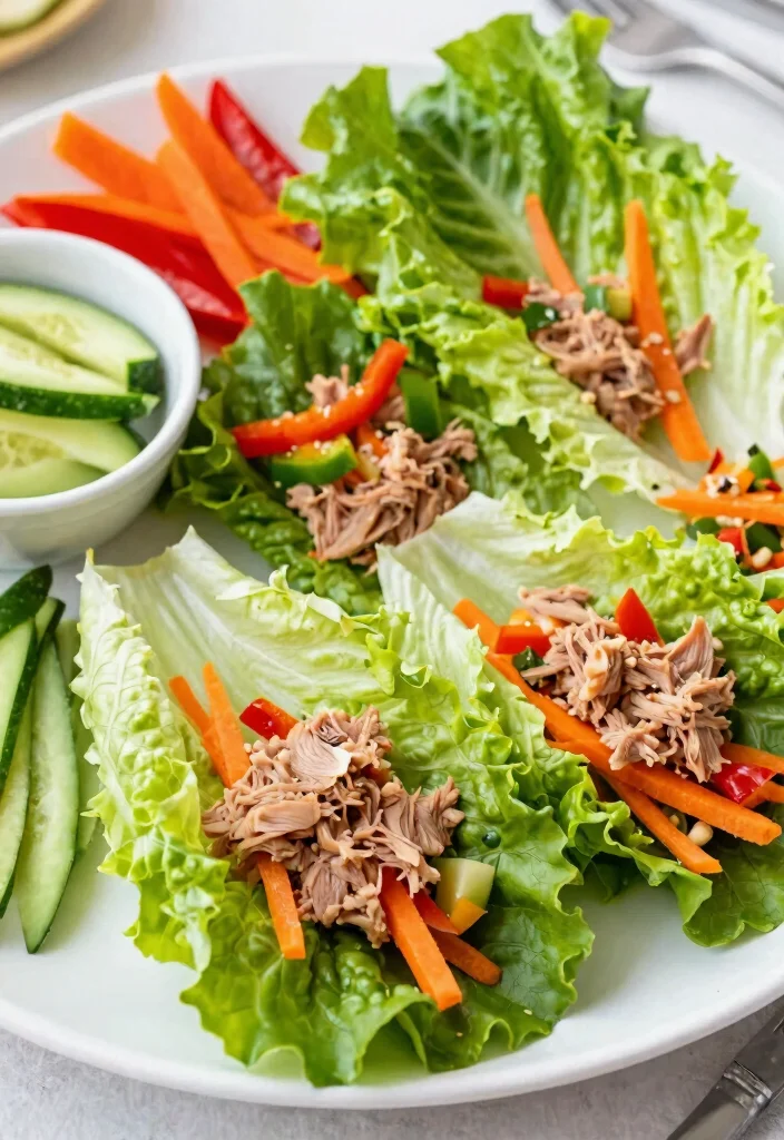 7 Easy Healthy Tuna Salad Recipes Light Fresh and Protein Packed - 4. Tuna Salad Lettuce Wraps 1
