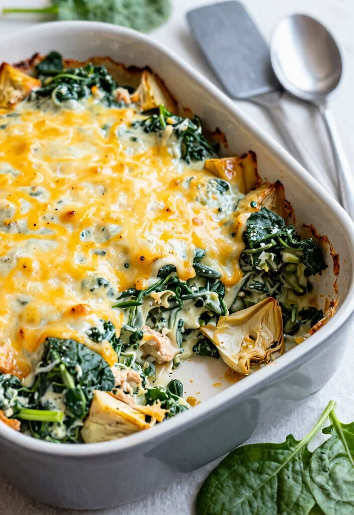 8 Creamy Healthy Chicken Casserole Recipes Comforting and Nutritious - 1. Creamy Spinach and Artichoke Chicken Casserole 1