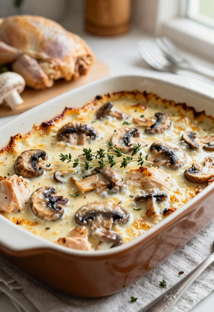 8 Creamy Healthy Chicken Casserole Recipes Comforting and Nutritious - 4. Creamy Mushroom and Chicken Casserole 1