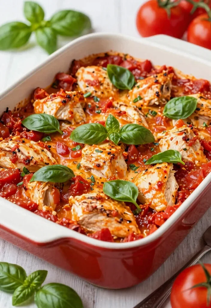 8 Creamy Healthy Chicken Casserole Recipes Comforting and Nutritious - 6. Creamy Tomato Basil Chicken Casserole 1