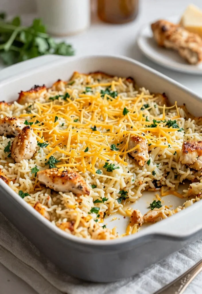 8 Creamy Healthy Chicken Casserole Recipes Comforting and Nutritious - 7. Garlic Parmesan Chicken Rice Casserole 1