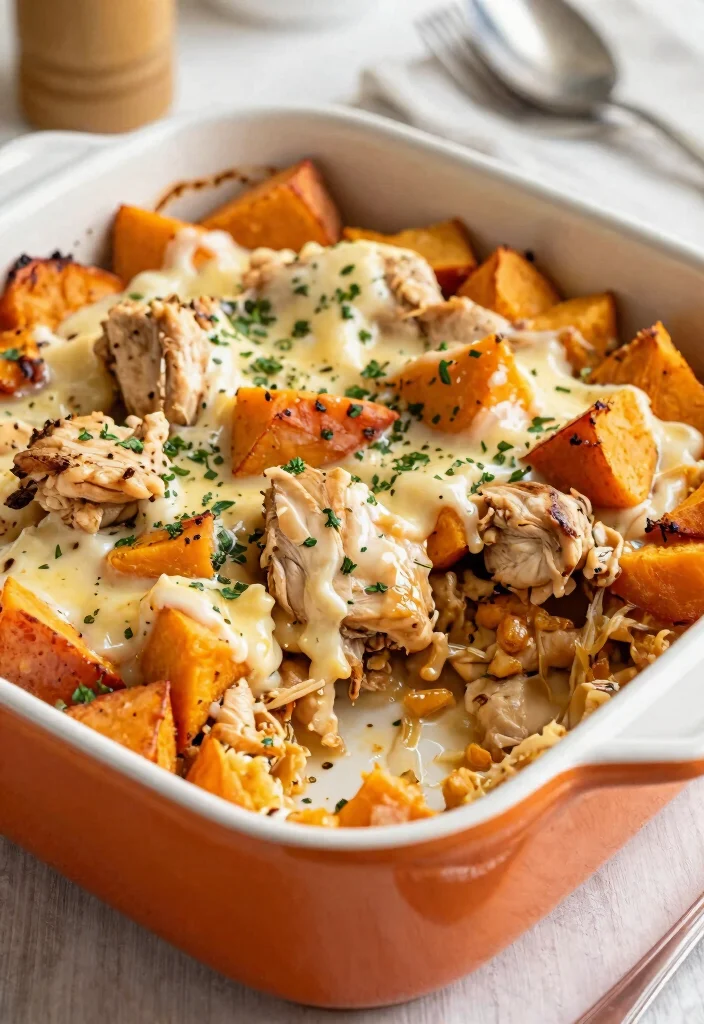 8 Creamy Healthy Chicken Casserole Recipes Comforting and Nutritious - 8. Chicken and Sweet Potato Casserole 1