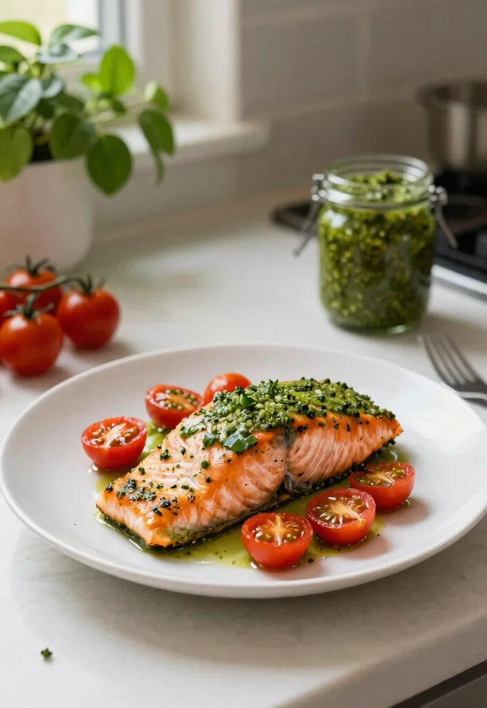 8 Easy Healthy Baked Salmon Recipes: Light, Flavorful, and Oven Ready - 7. Pesto Baked Salmon 1
