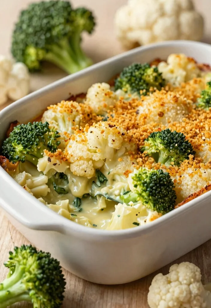 8 Easy Healthy Casserole Recipes for Dinner: Hearty and Nutritious - 5. Creamy Cauliflower & Broccoli Casserole 1