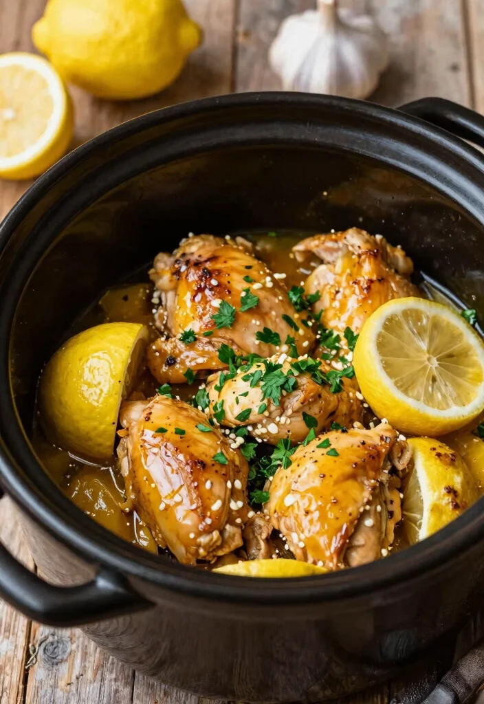 8 Easy Healthy Crockpot Chicken Recipes Just Set It and Forget It - 1. Lemon Garlic Crockpot Chicken 1