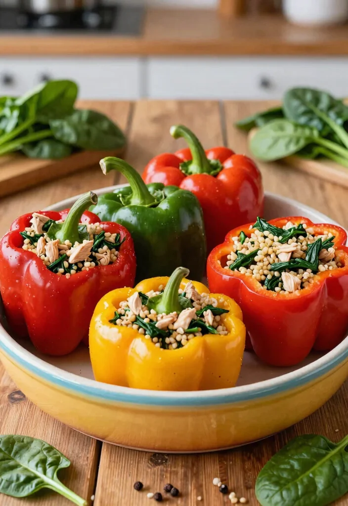 8 Easy Healthy Dinner Recipes the Whole Family Will Love - 5. Turkey and Spinach Stuffed Peppers 1