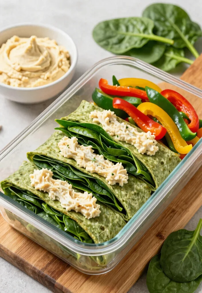 8 Easy Healthy Lunch Meal Prep Ideas Perfect for Busy Weekdays - 6. Spinach & Hummus Wraps 1
