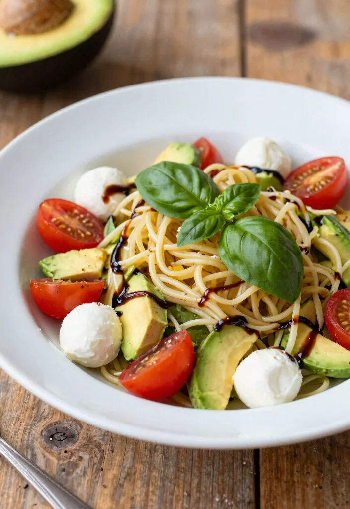 8 Easy Healthy Pasta Salad Recipes Perfect for Potlucks and Meal Prep - 2. Avocado Caprese Pasta Salad 1