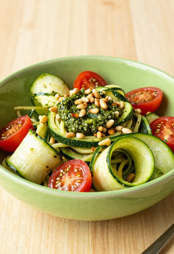 8 Easy Healthy Pasta Salad Recipes Perfect for Potlucks and Meal Prep - 5. Pesto Zucchini Noodle Pasta Salad 1
