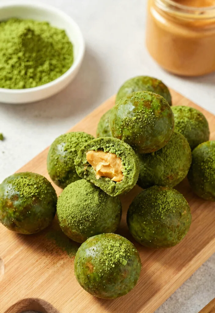 8 Easy Healthy Peanut Butter Balls No Bake and Protein Packed - 8. Matcha Peanut Butter Balls 1