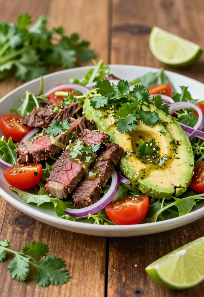 8 Easy Healthy Steak Dinner Recipes Juicy Flavorful and Low Carb - 3. Spicy Cilantro Lime Steak Salad 1