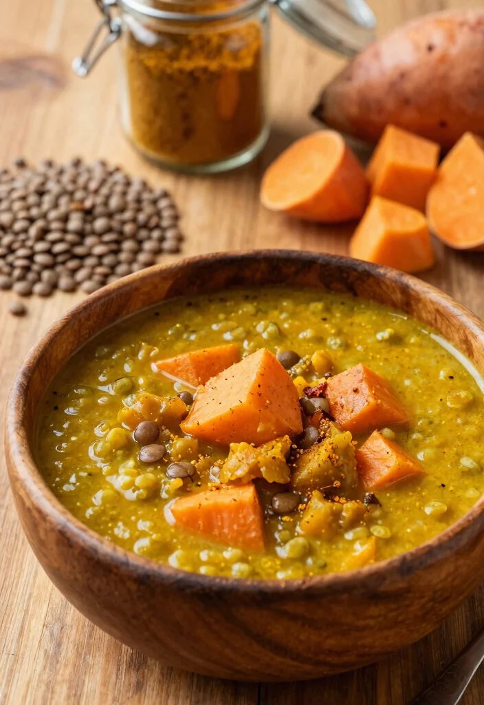 8 Hearty Healthy Lentil Soup Recipes Rich in Protein and Easy to Make - 6. Curried Lentil Soup with Sweet Potatoes 1