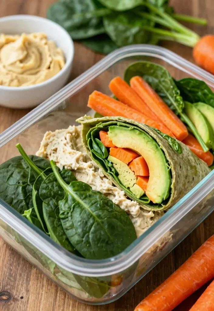 9 Easy Healthy Meal Prep Ideas to Save Time and Eat Better All Week - 5. Spinach and Hummus Wraps 1