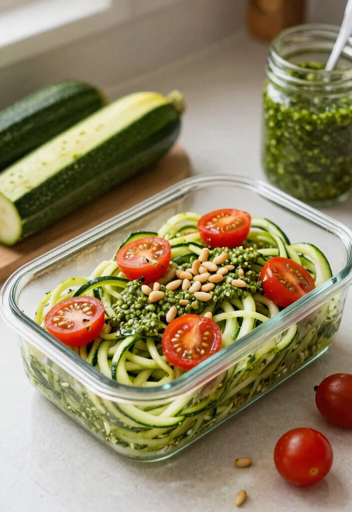 9 Easy Healthy Meal Prep Ideas to Save Time and Eat Better All Week - 9. Zucchini Noodles with Pesto 1