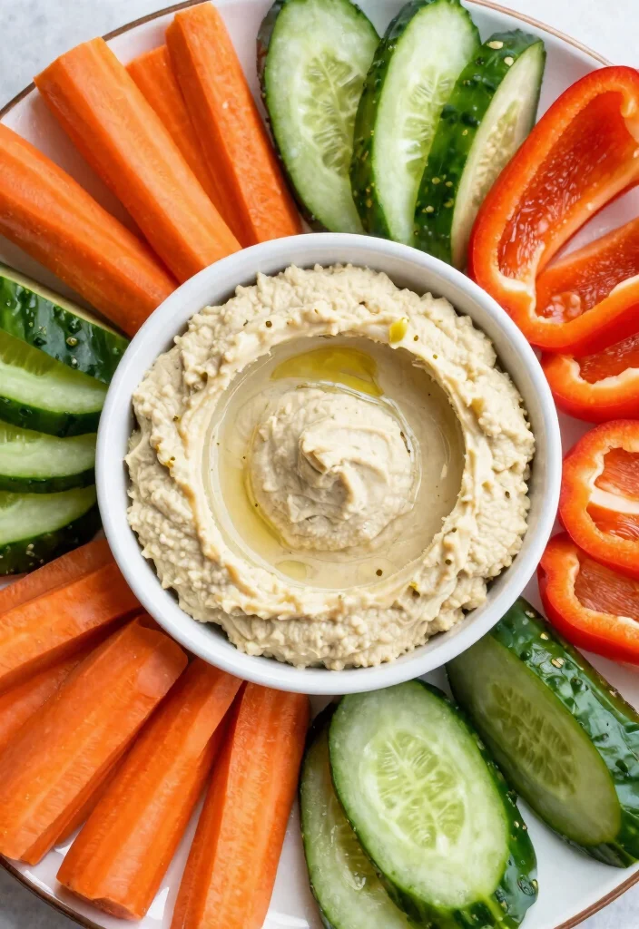 9 Easy Healthy Snacks for Work That Keep You Full and Focused - 5. Hummus and Veggies 1