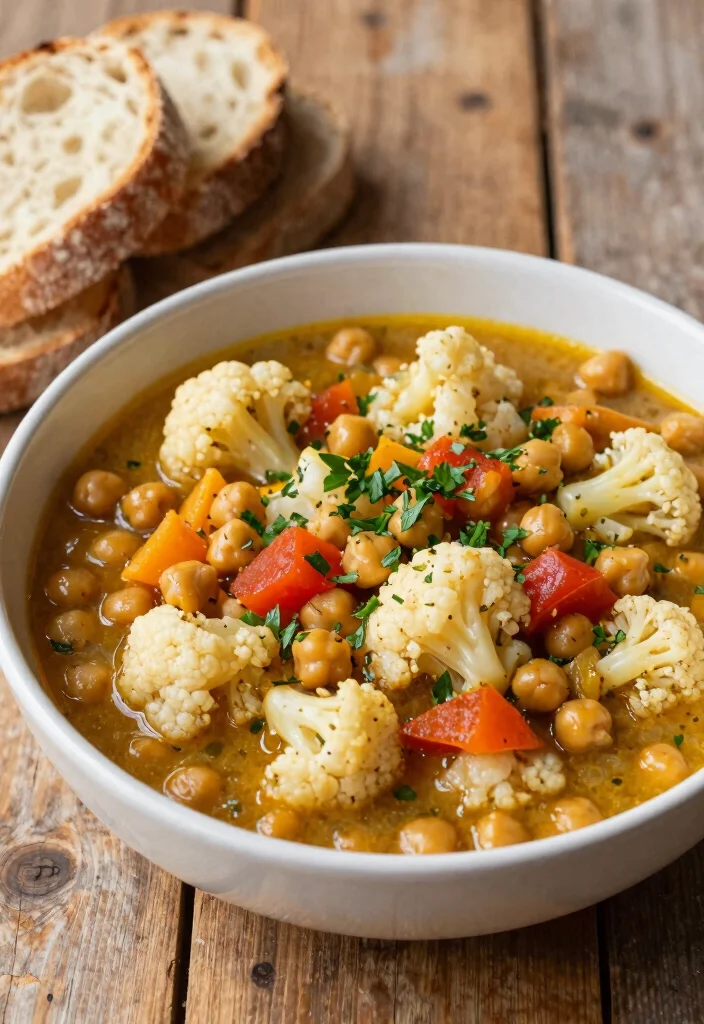 9 Easy Healthy Vegetarian Dinner Recipes: Hearty, Flavorful, and Meat-Free - 8. Cauliflower & Chickpea Stew 1