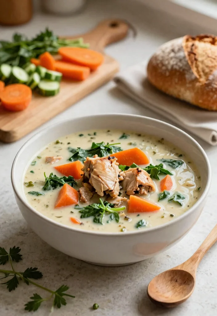 9 Genius Healthy Rotisserie Chicken Recipes to Use Every Last Bite - 2. Creamy Chicken and Vegetable Soup 1
