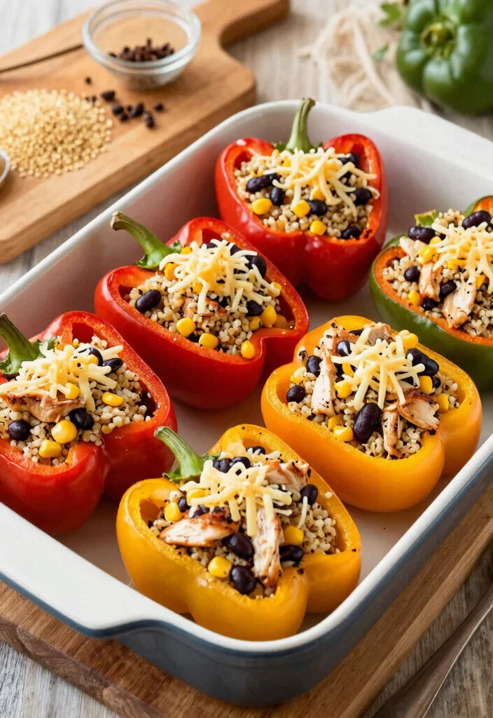 9 Genius Healthy Rotisserie Chicken Recipes to Use Every Last Bite - 3. Chicken and Quinoa Stuffed Peppers 1