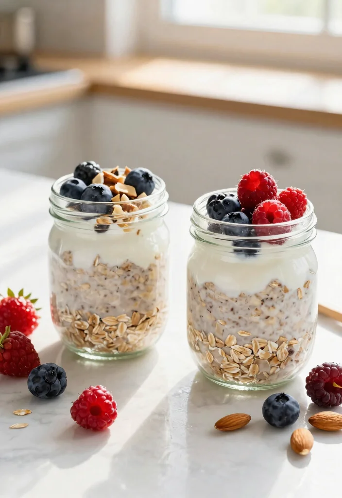 9 High Protein Healthy Breakfast Recipes to Fuel Your Morning - 8. Overnight Oats with Almonds and Berries 1