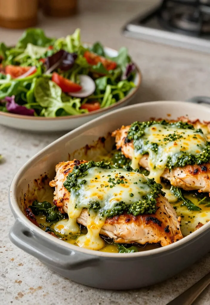 9 Juicy Healthy Baked Chicken Recipes Low Fat and Full of Flavor - 9. Pesto Baked Chicken 1