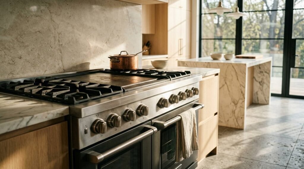 top gas range with griddle