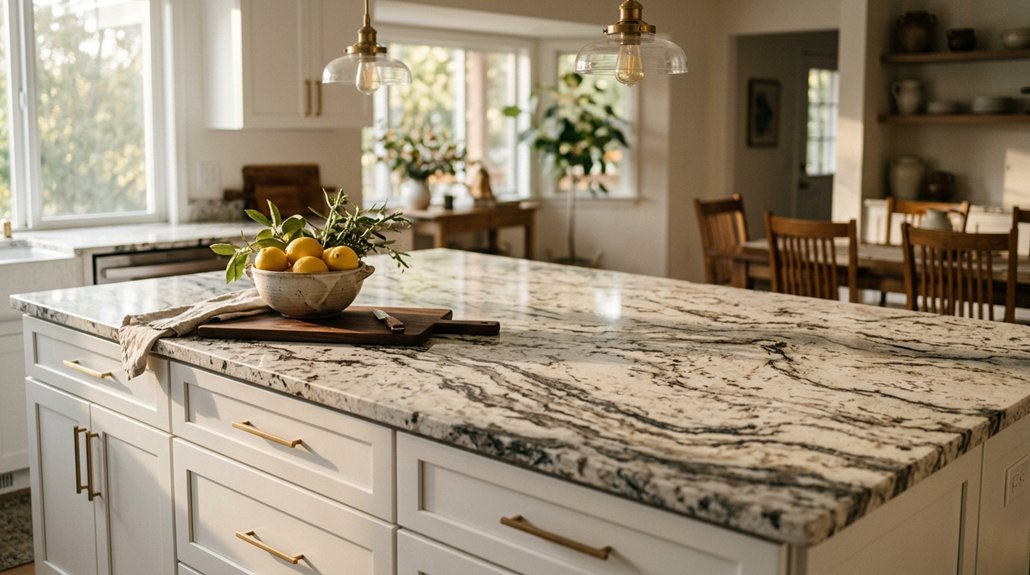 top granite for white cabinets