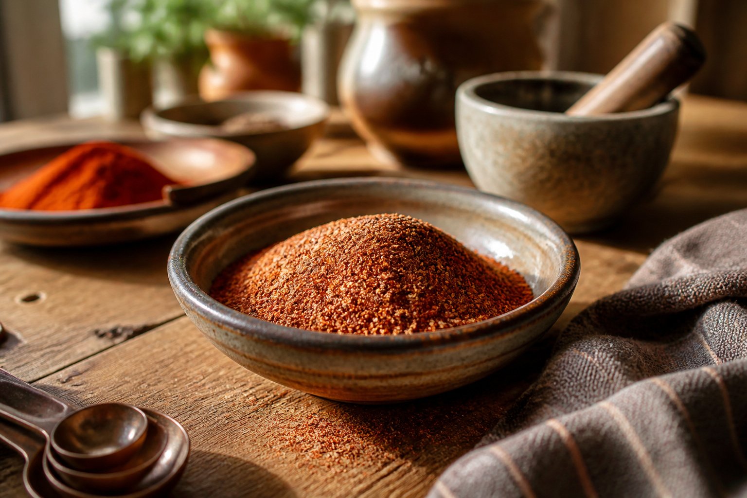 Various jars of spices used for homemade Cajun seasoning.